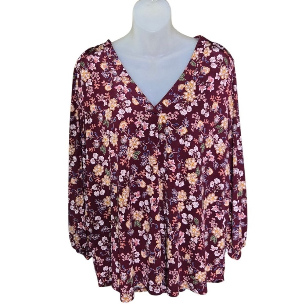 Vince Camuto Womens Romantic Cottagecore Floral Top Size XXL Feminine Fairy Fall